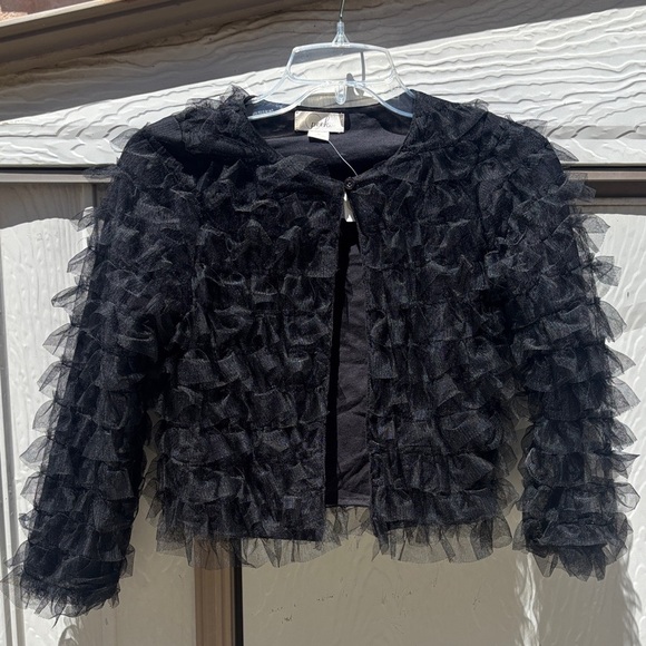 Peek Size 8 Black Ruffled Jacket - Picture 1 of 5